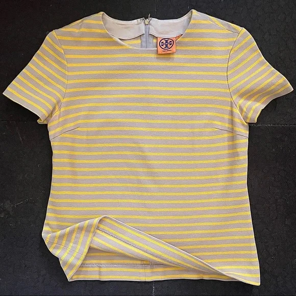 Tory Burch grey and marigold striped blouse - Picture 11 of 16